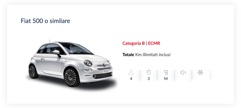 Sigle categorie di auto a noleggio